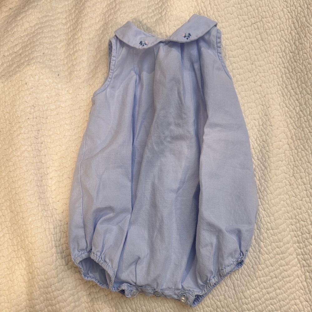 Charming Sky Blue Sleeveless Baby Romper